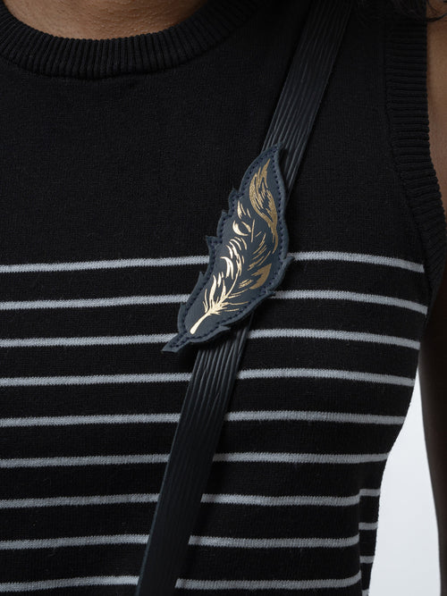 The Elphaba Monkey Feather Badge - Black & Navy