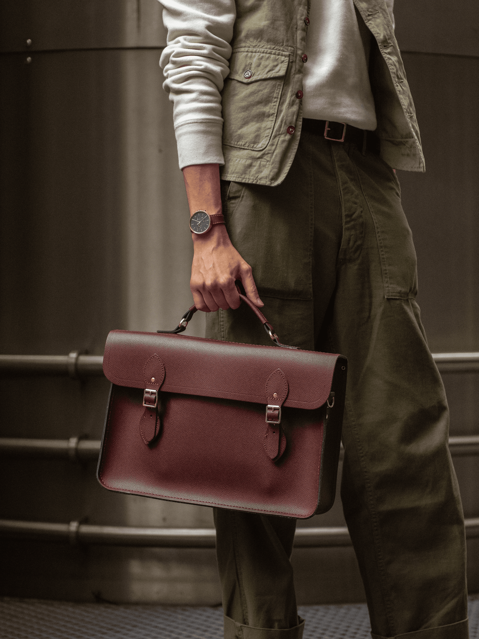 The Briefcase - Oxblood Saffiano - Cambridge Satchel US Store