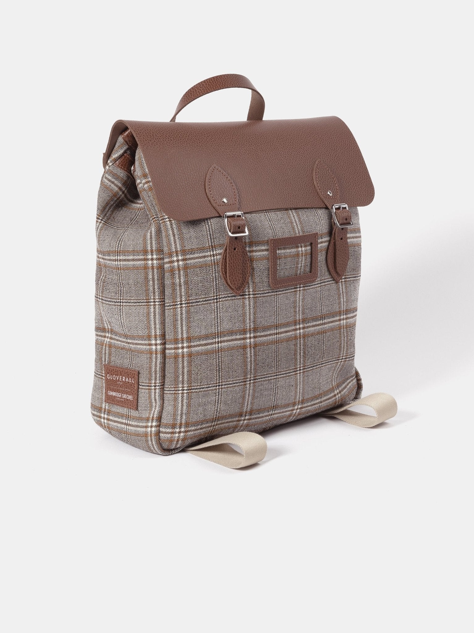The Steamer Backpack - Bay Celtic Grain & Gloverall Grey Check - The Cambridge Satchel Company US Store