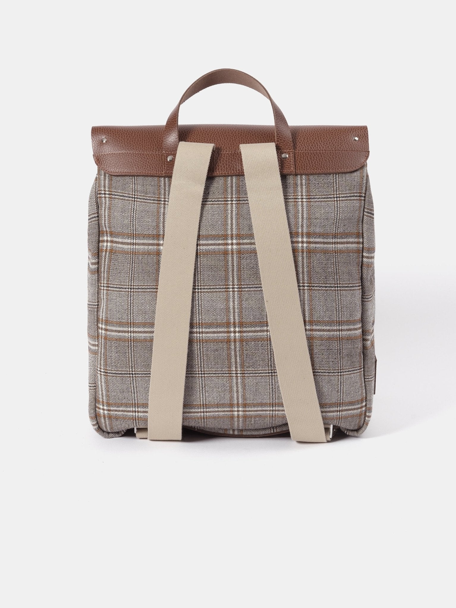 The Steamer Backpack - Bay Celtic Grain & Gloverall Grey Check - The Cambridge Satchel Company US Store