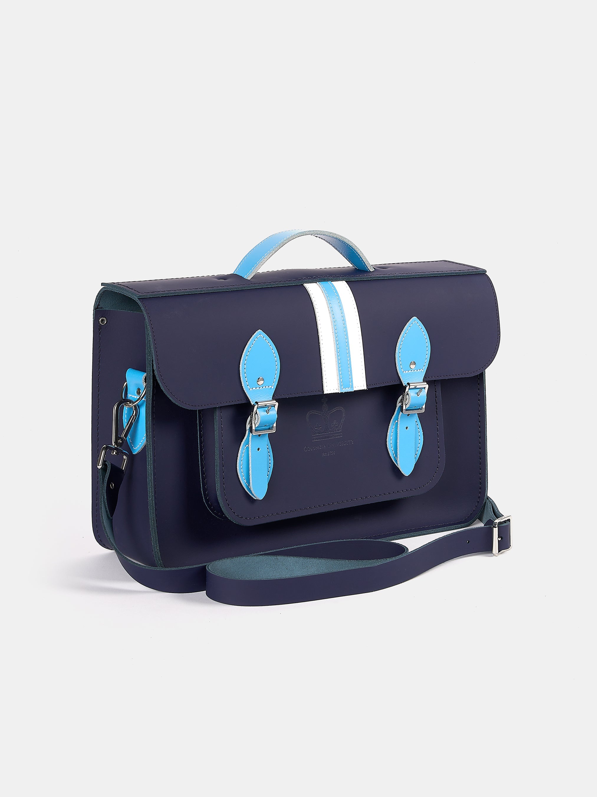 15 Inch Batchel - Midnight with Columbia University Stripe | British Satchel Bag