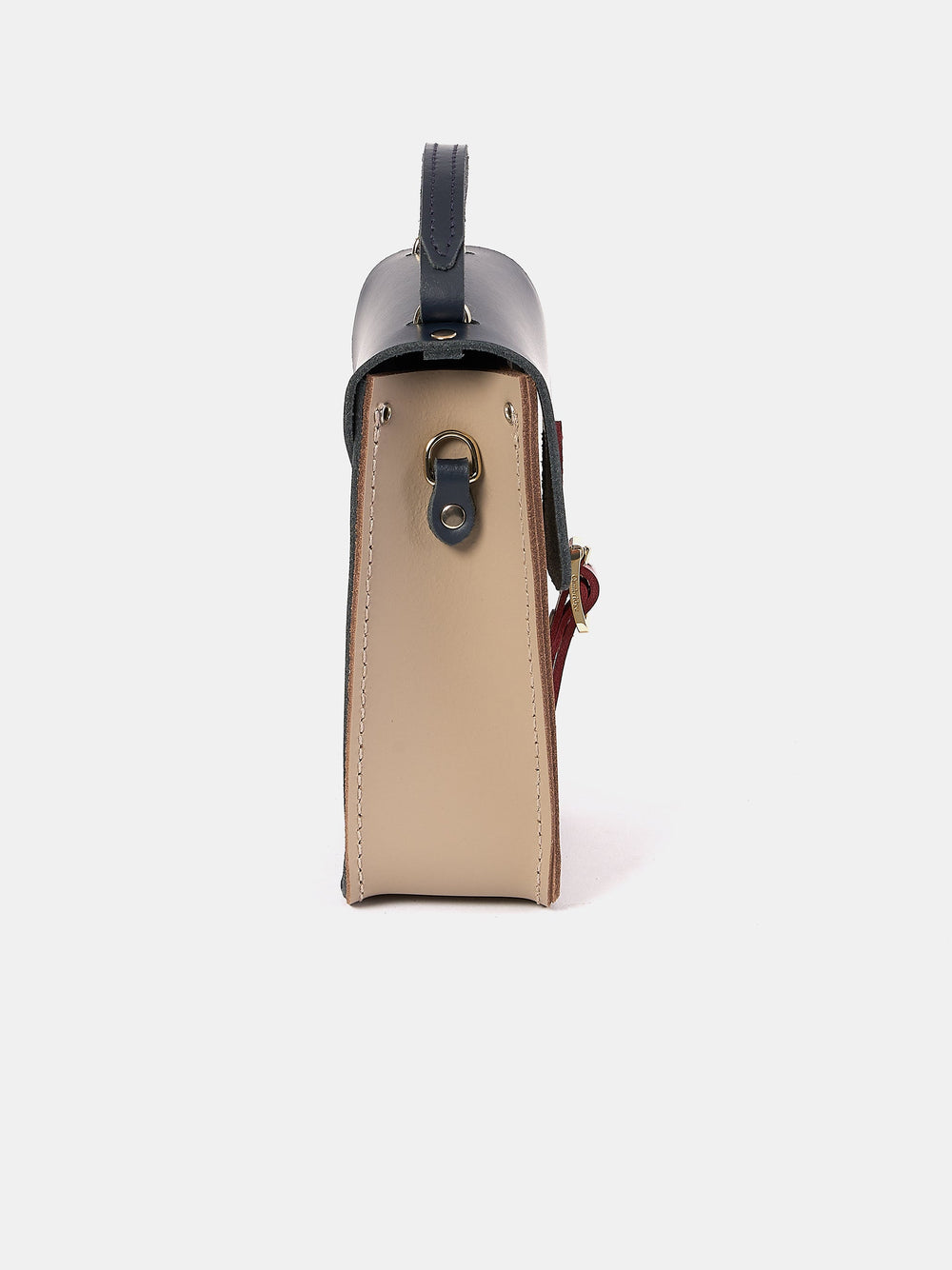 The Mini Binocular Bag - Mushroom, Navy & Red Patent