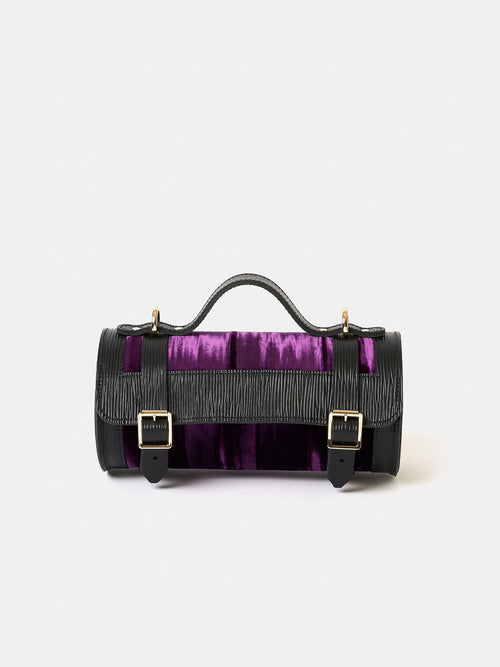 The Mini Bowls Bag - Black 1914 Grain with Purple Velvet