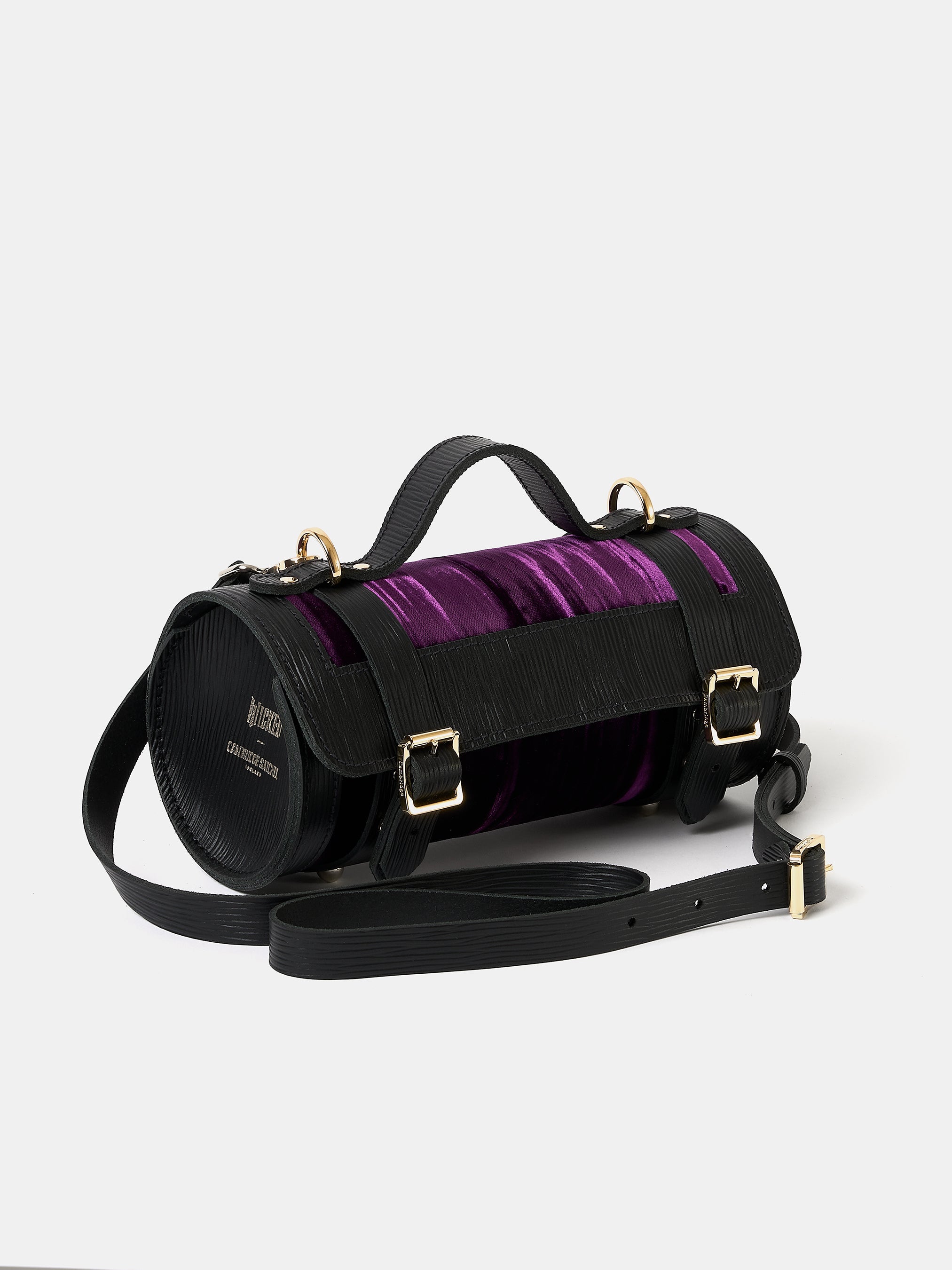 The Mini Bowls Bag - Black 1914 Grain with Purple Velvet