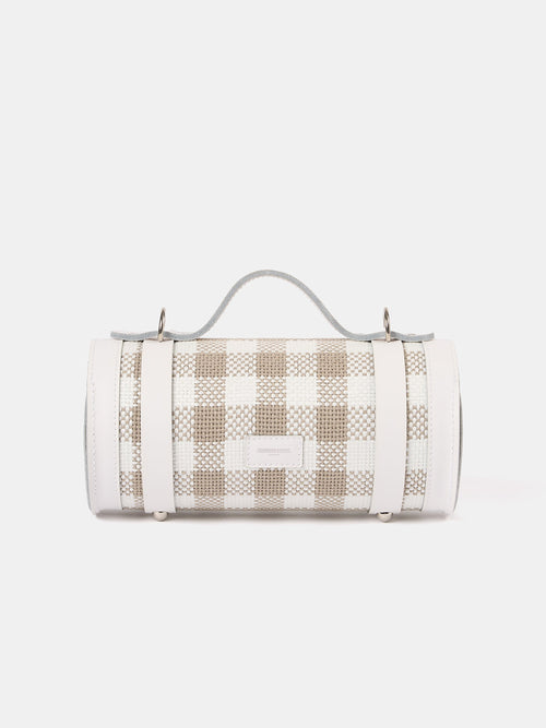 The Mini Bowls Bag - Taupe Plaid & Brilliant White