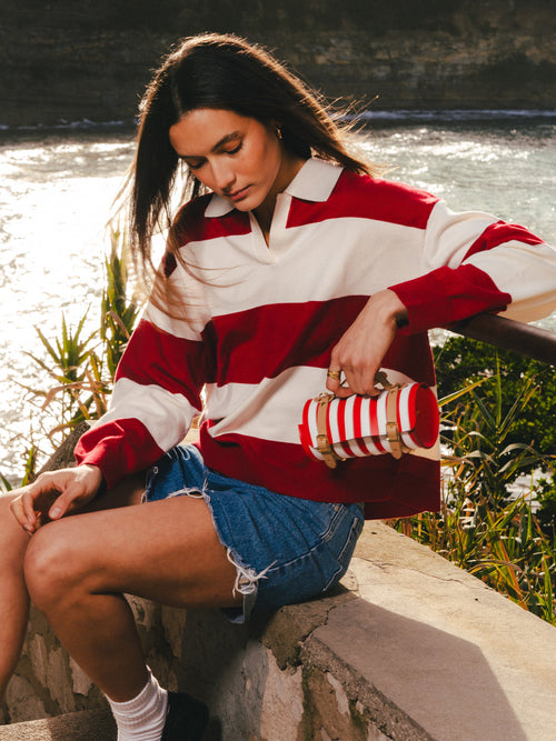 The Micro-Wide Bowls Bag - Bright Red, Brilliant White & Iced Coffee