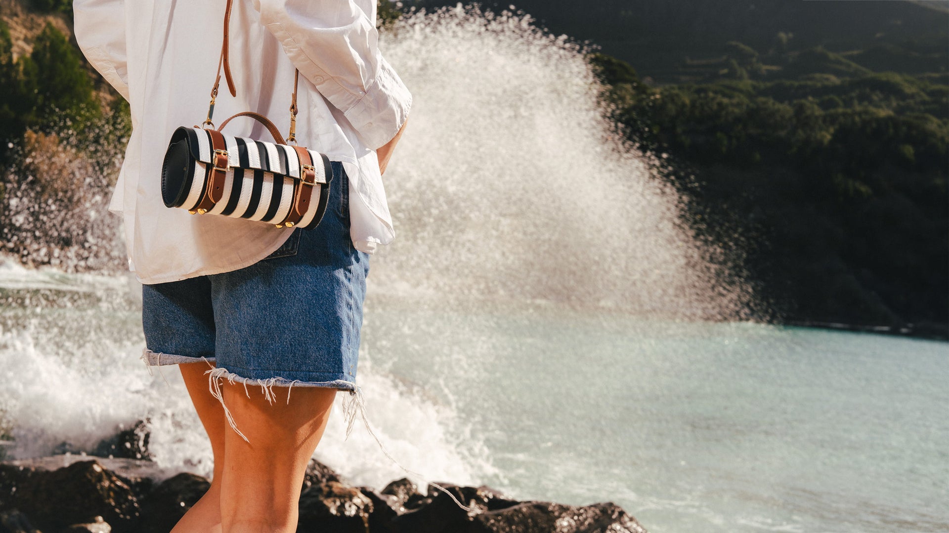 The Micro-Wide Bowls Bag - Navy, Brilliant White & Bay