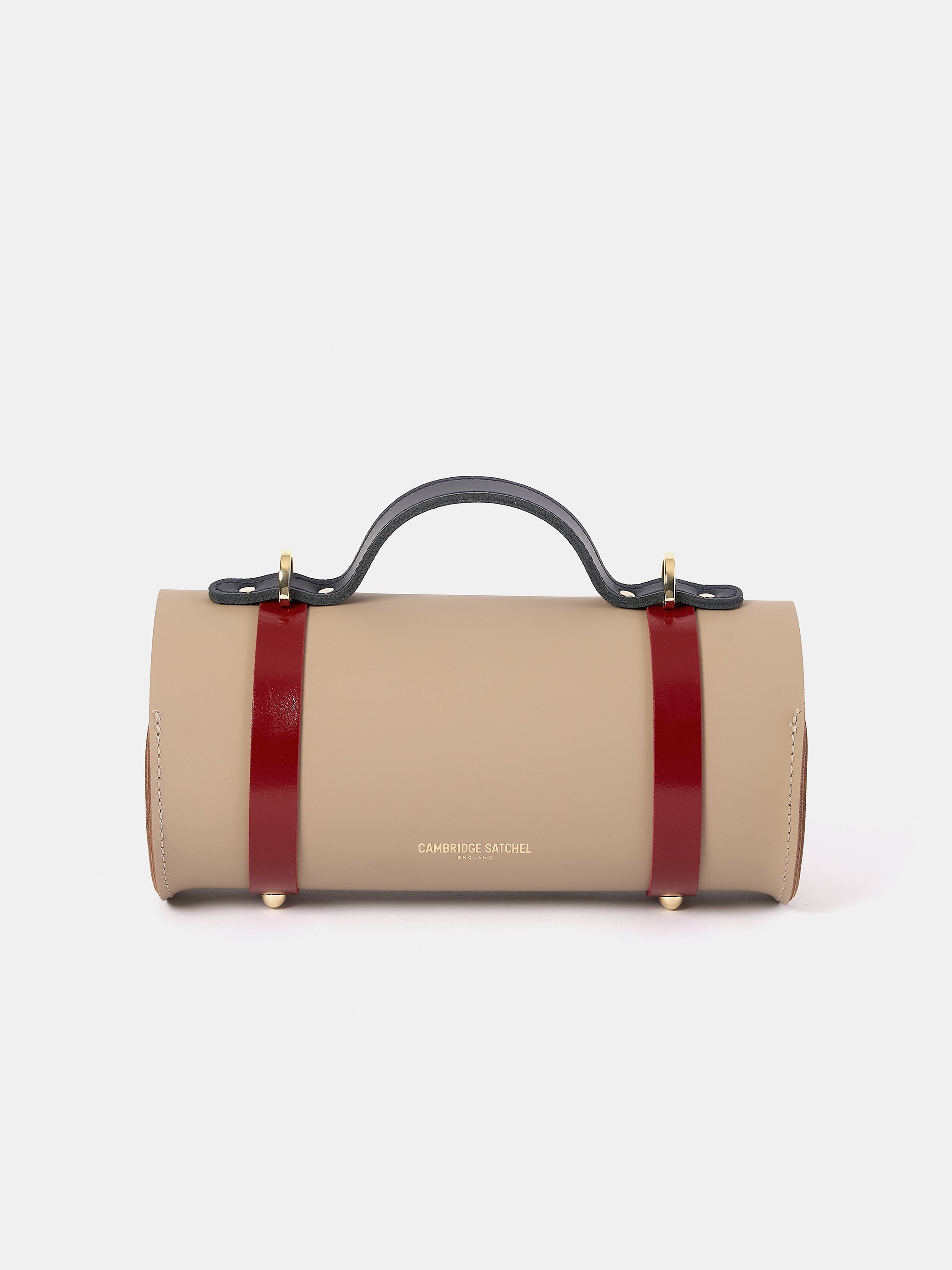 The Bowls Bag - Mushroom, Navy & Red Patent