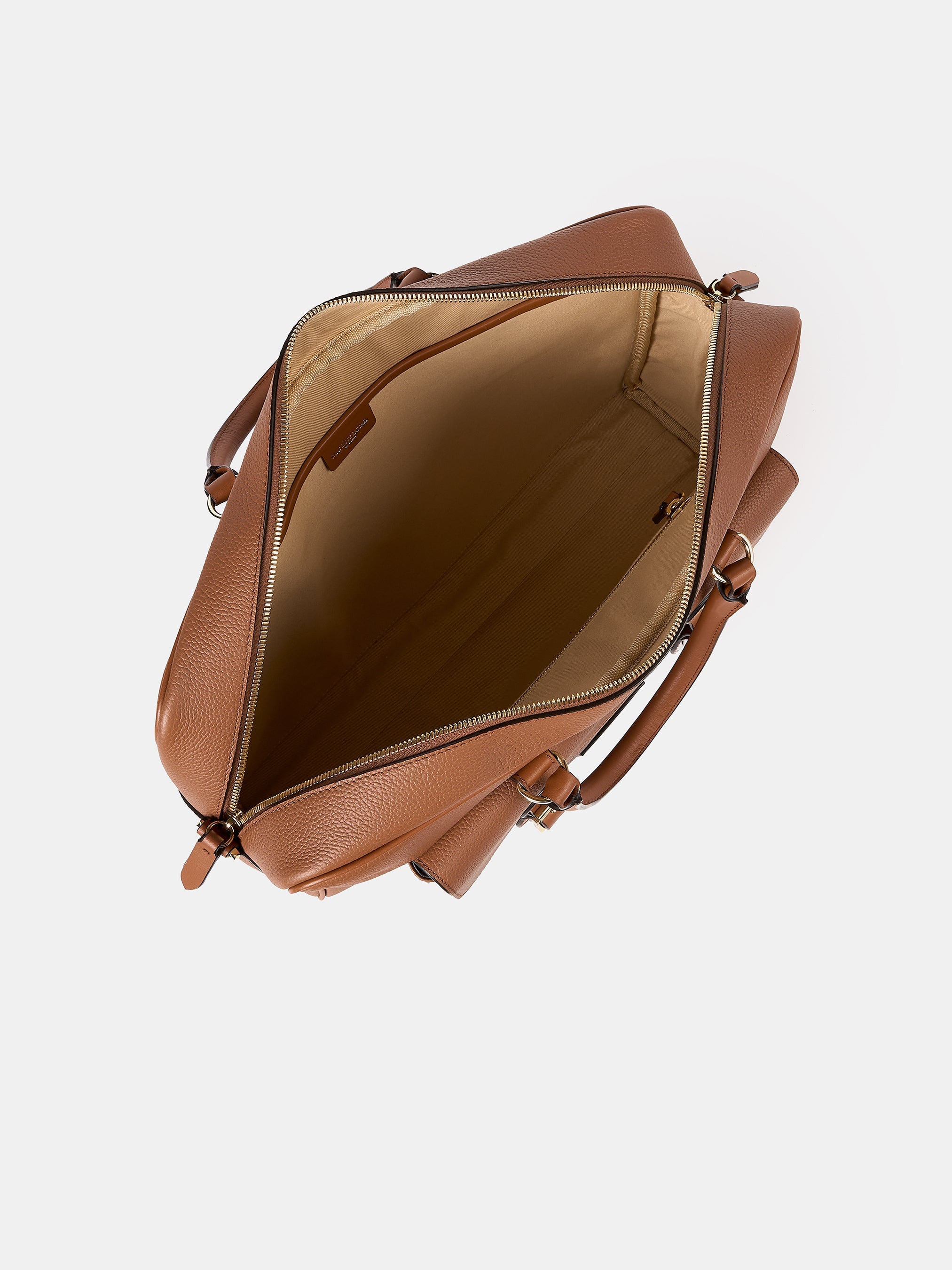 The Leather Brief - Brown Tan Calf Grain | Cambridge Satchel Company