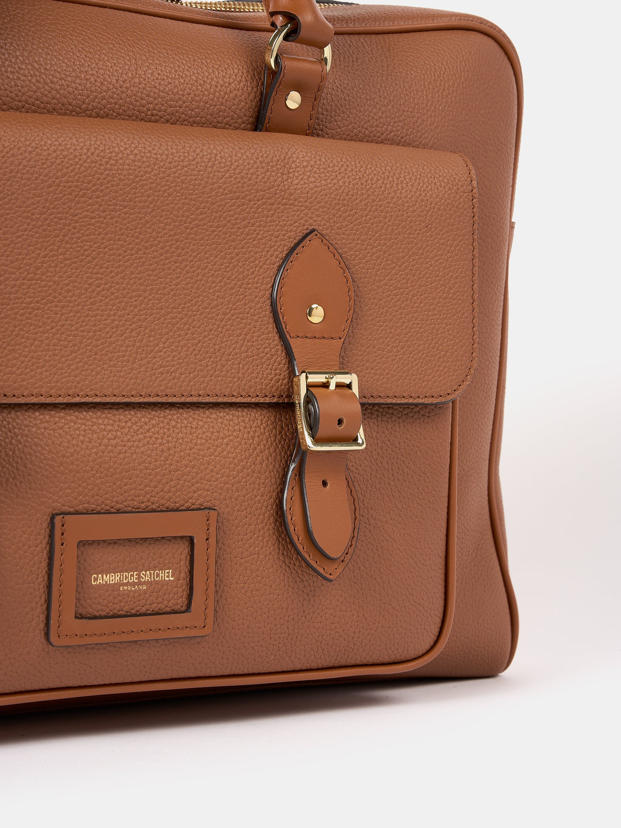 The Leather Brief - Brown Tan Calf Grain | Cambridge Satchel Company