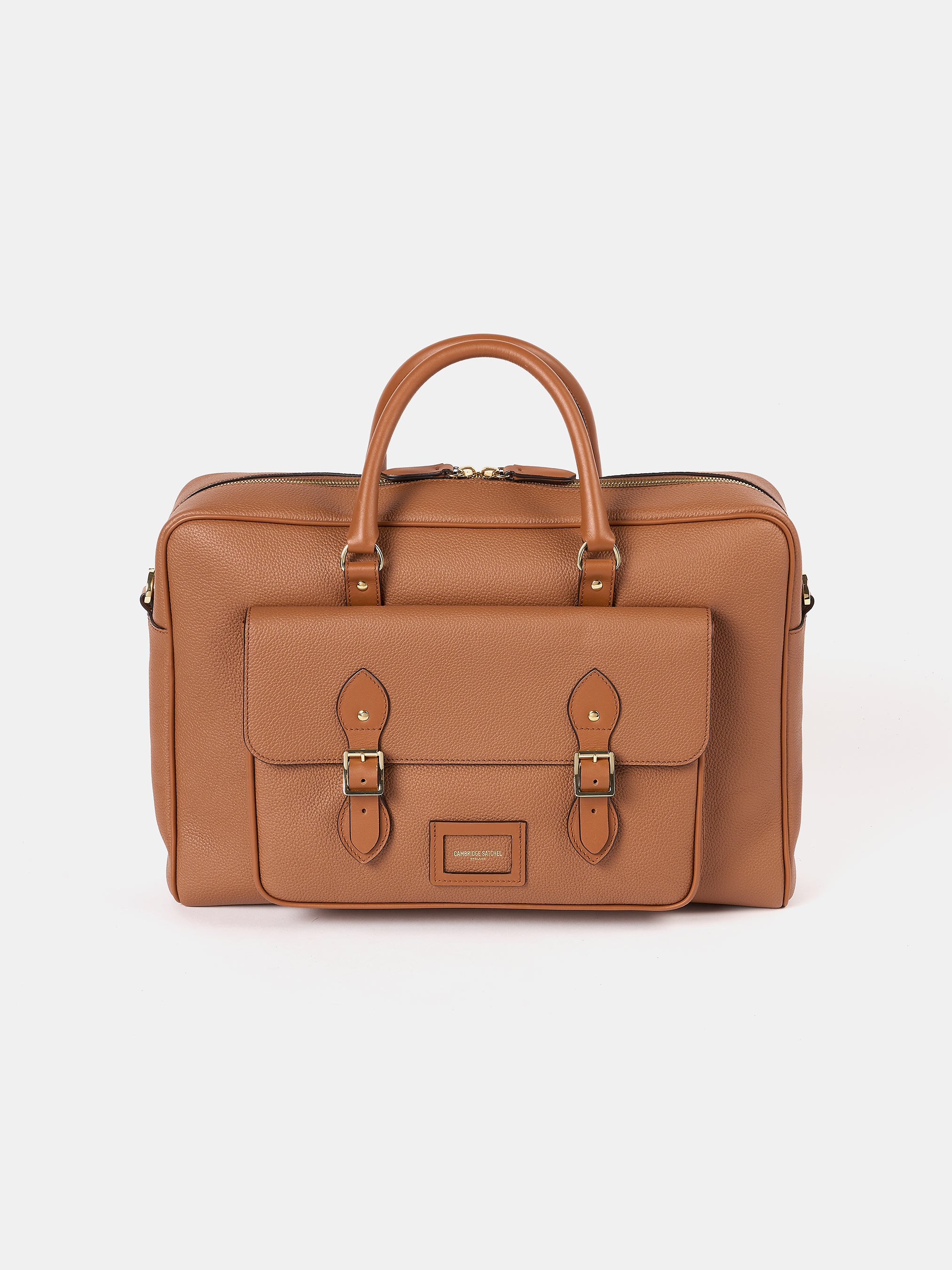 The Leather Brief - Brown Tan Calf Grain | Cambridge Satchel Company