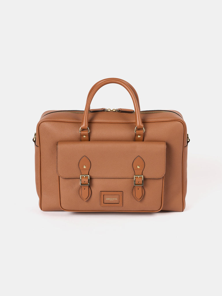 The Leather Brief - Brown Tan Calf Grain | Cambridge Satchel Company