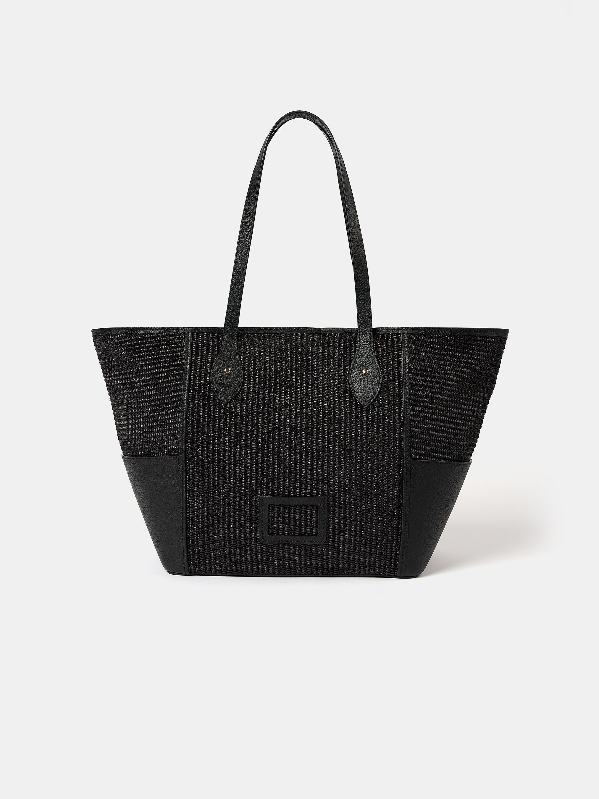 The Raffia Tote - Sand Raffia & Madras Grain Leather | Cambridge