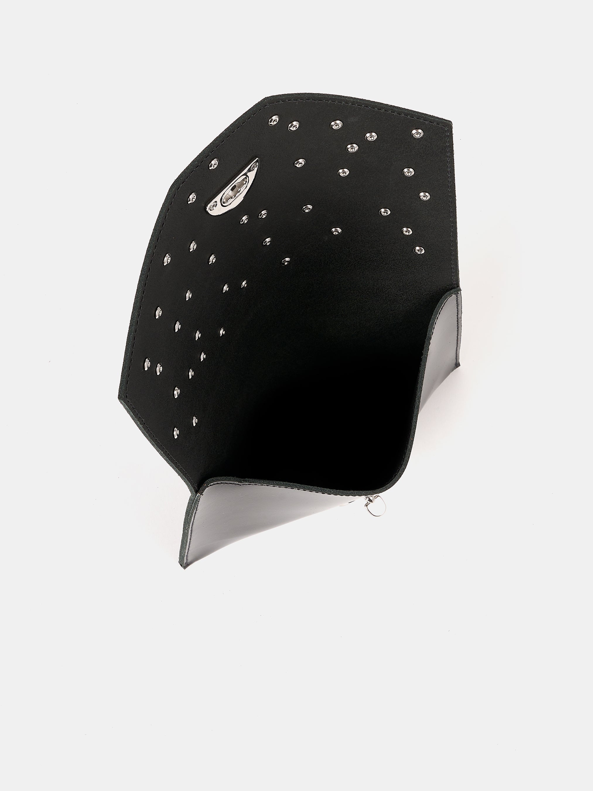 The Twist Lock Pouch - High Shine Black with Swarovski® Crystals