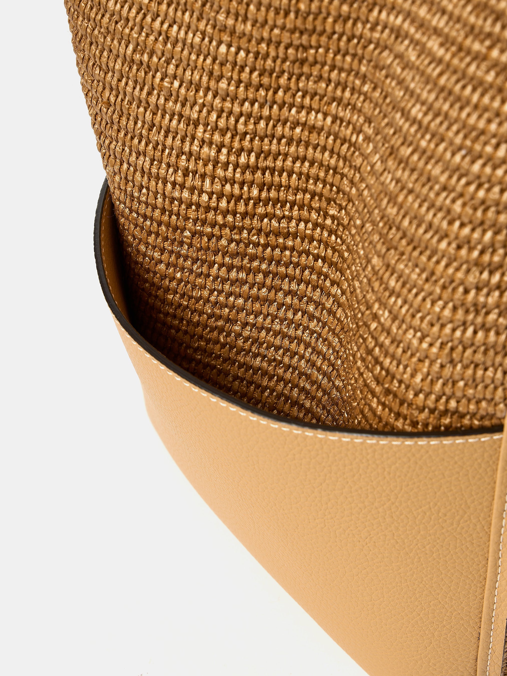 The Raffia Tote - Sand Raffia & Madras Grain Leather | Cambridge