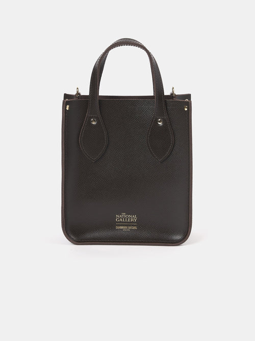 The Mini Tote - Dark Brown Saffiano with Whistlejacket