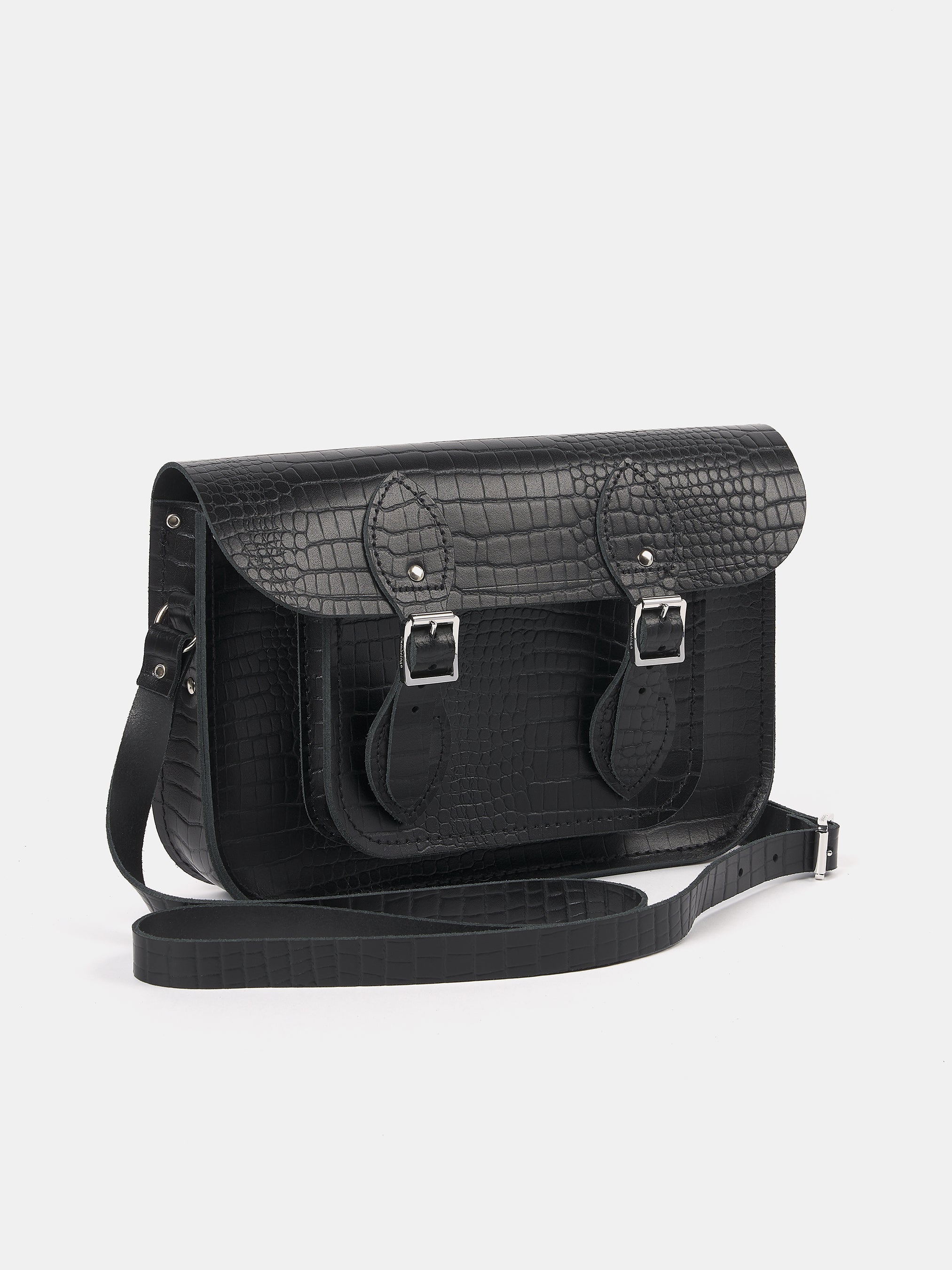 The 11 Inch Satchel - Black Croc