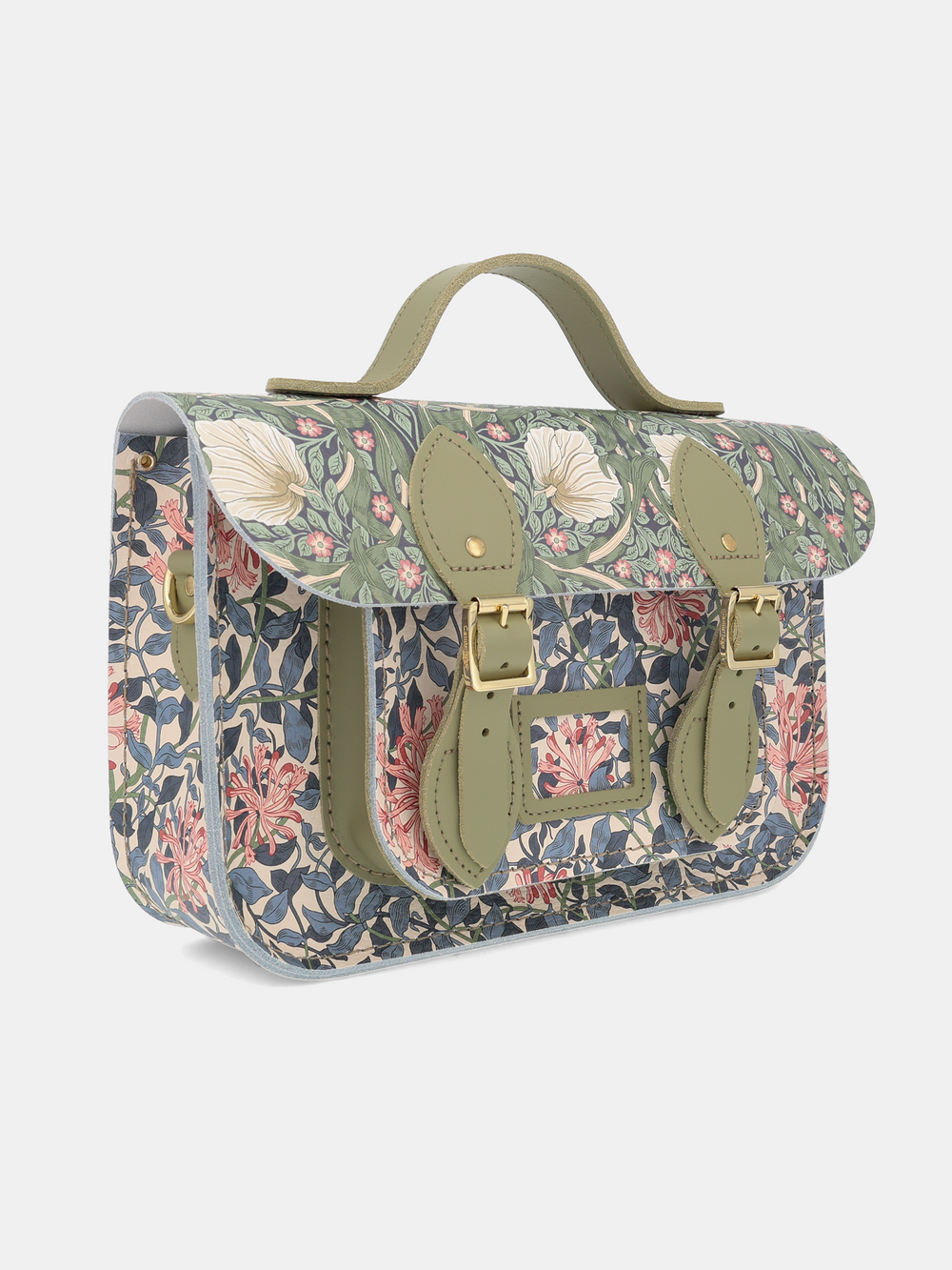 The 11 Inch Batchel - Honeysuckle Print & Sage Green