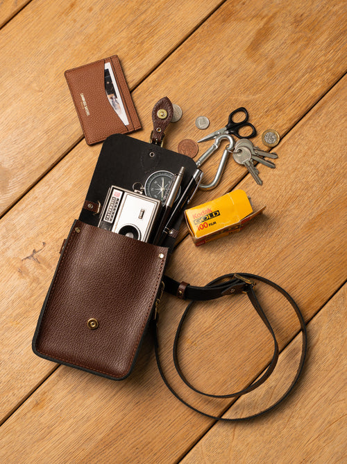 The Mini Binocular Bag - Walnut Goat Grain