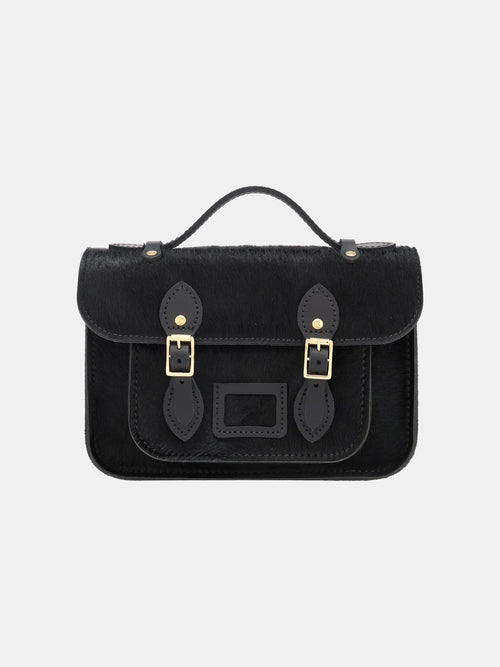 The Mini Satchel - Black hair-on-hide