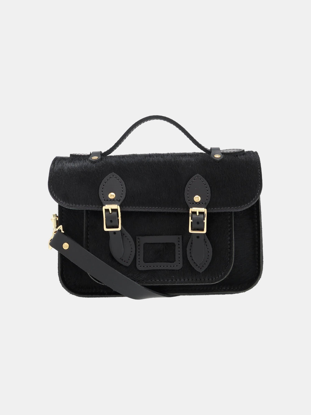The Mini Satchel - Black hair-on-hide