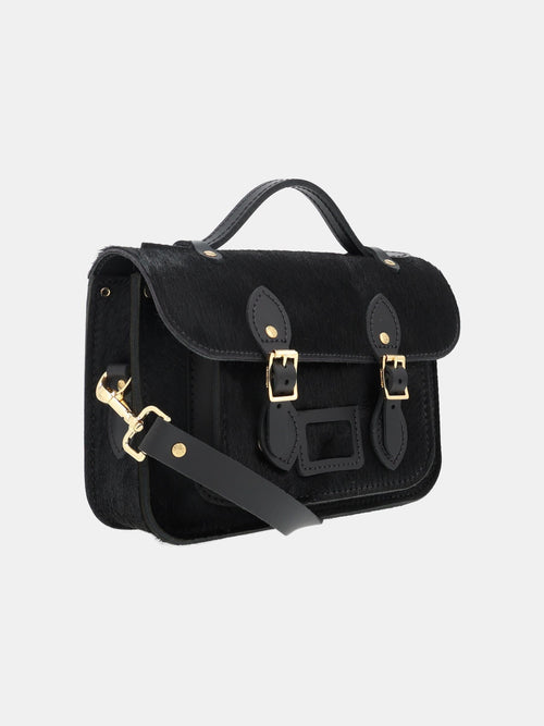 The Mini Satchel - Black hair-on-hide