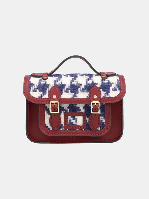 The Mini - Oversized Blue Houndstooth and Oxblood