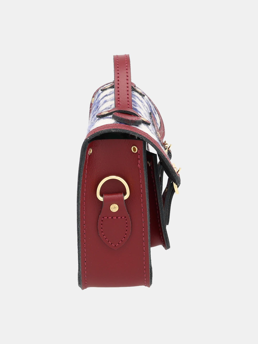 The Mini - Oversized Blue Houndstooth and Oxblood
