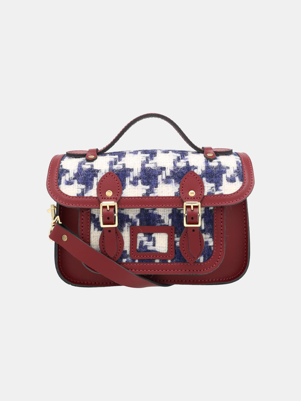 The Mini - Oversized Blue Houndstooth and Oxblood