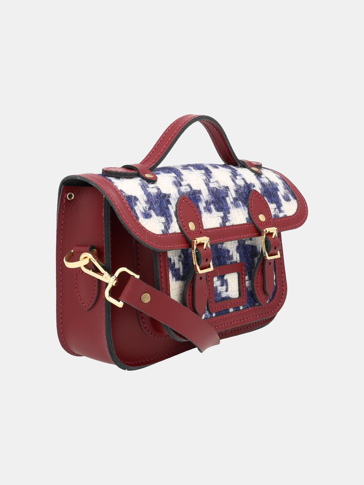 The Mini - Oversized Blue Houndstooth and Oxblood