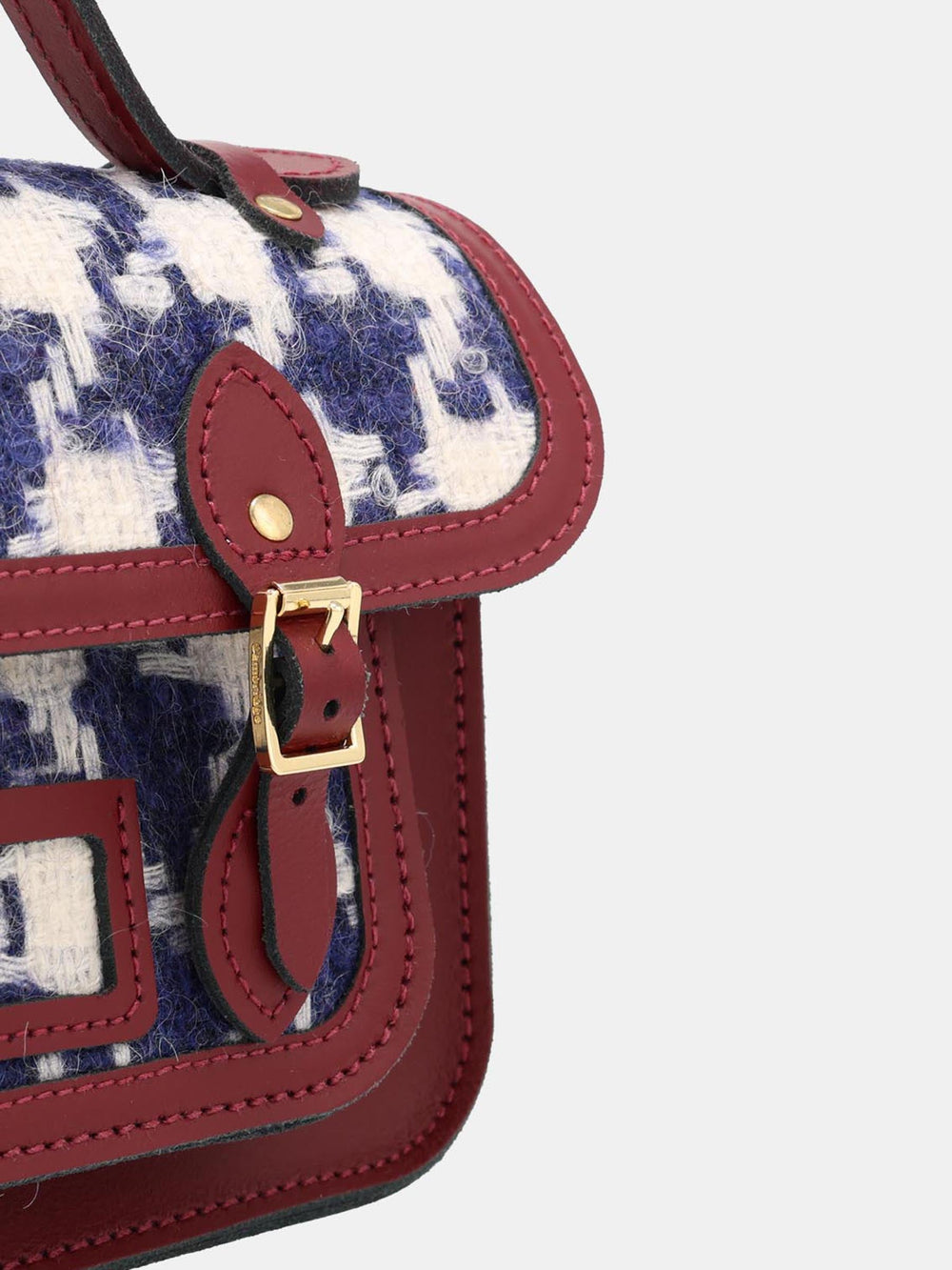 The Mini - Oversized Blue Houndstooth and Oxblood