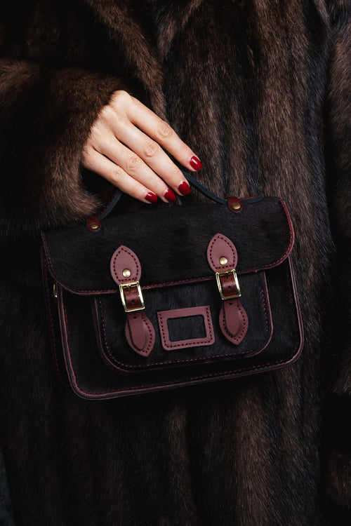 The Mini Satchel - Oxblood hair-on-hide
