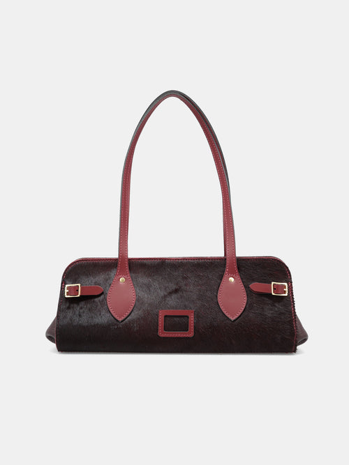 East West Shoulder Bag - Oxblood hair-on-hide