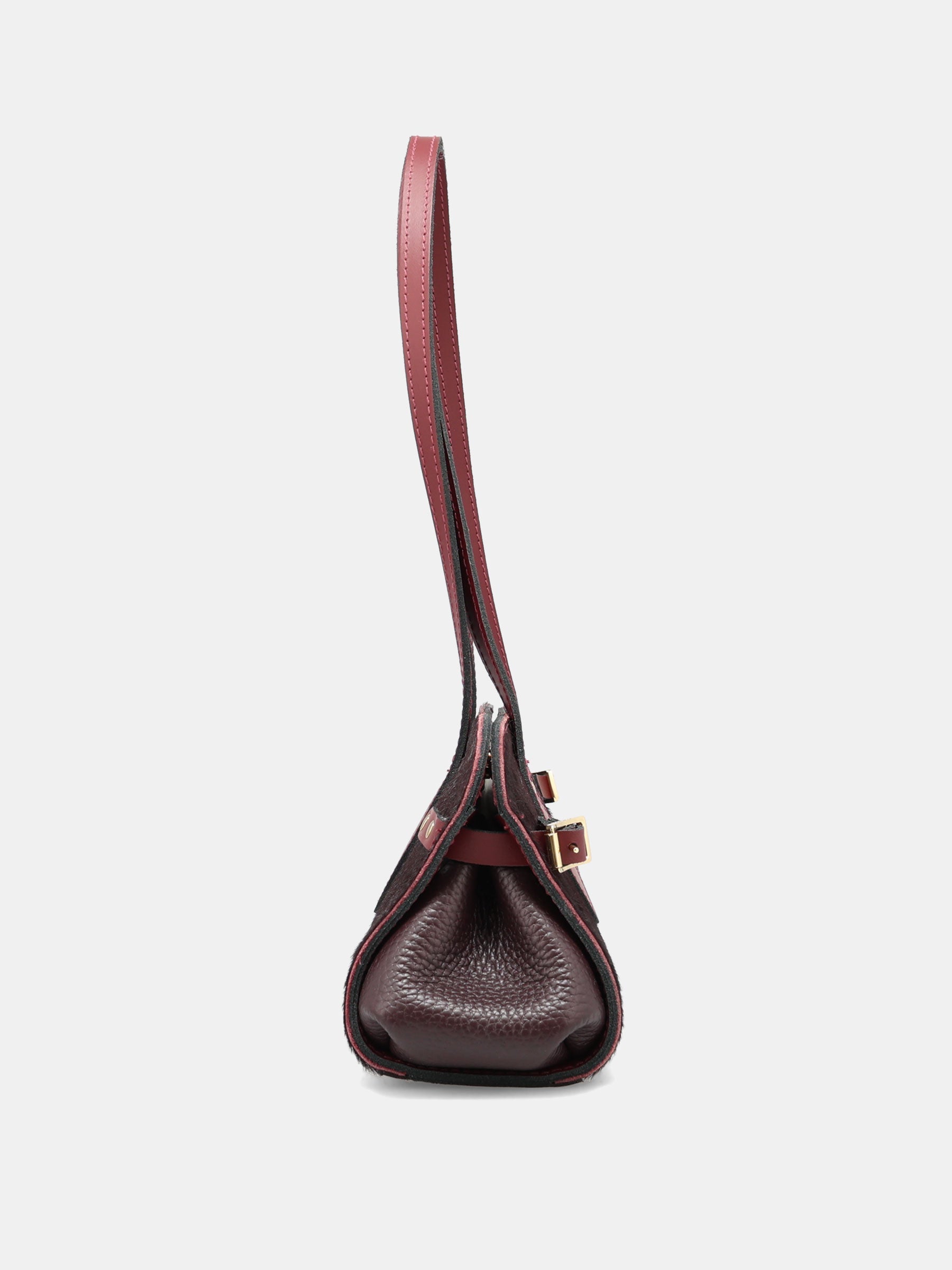 East West Shoulder Bag - Oxblood hair-on-hide