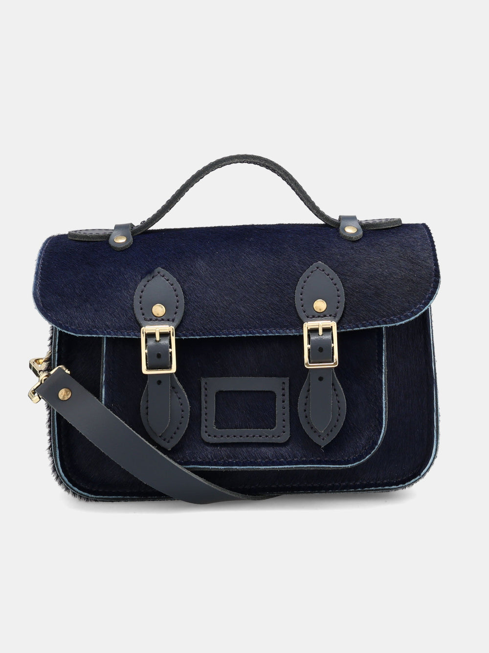 Mini Satchel - Navy hair-on-hide
