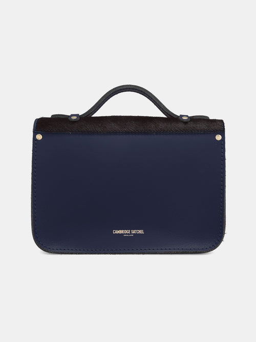 Mini Satchel - Navy hair-on-hide