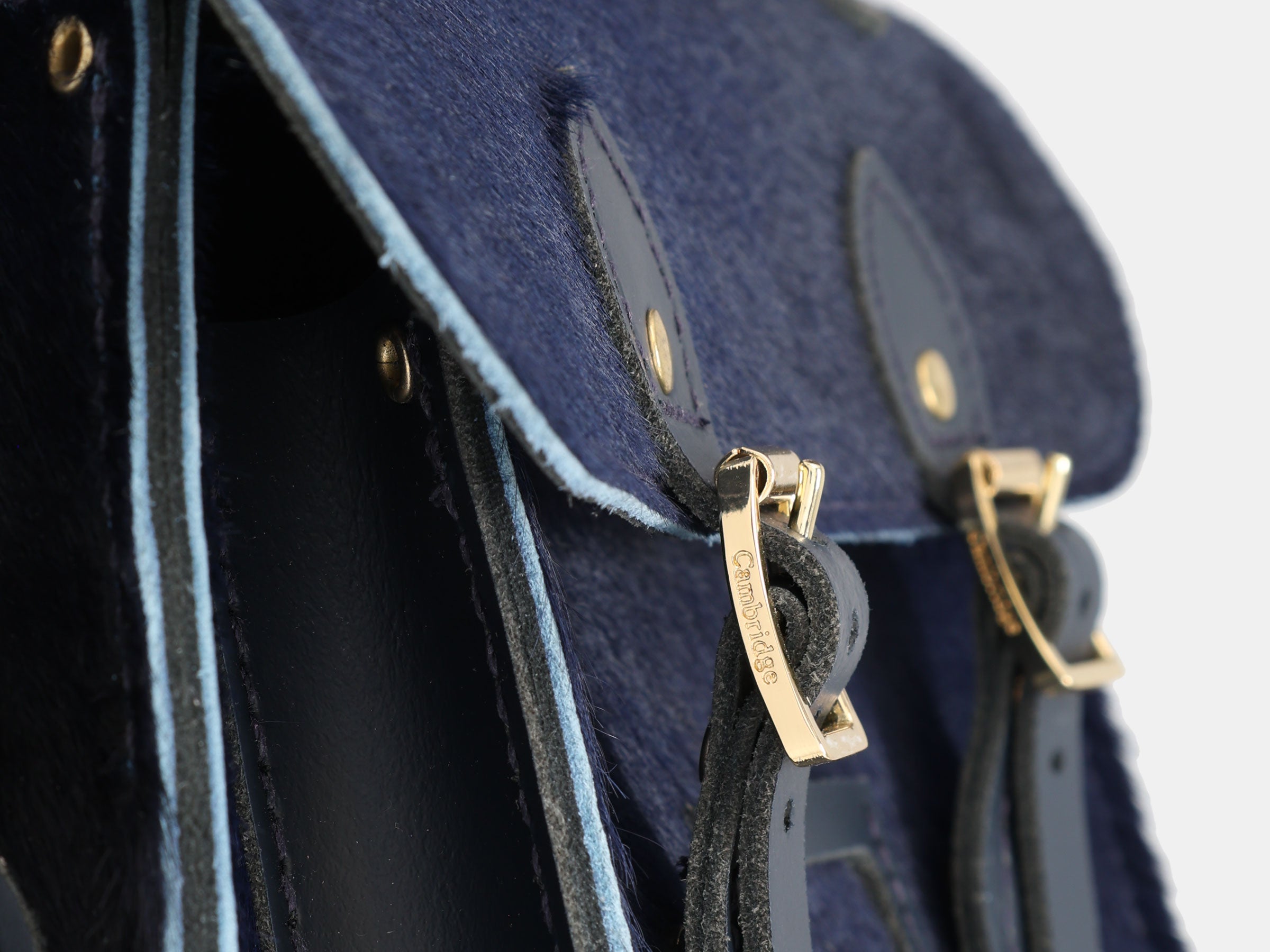 Mini Satchel - Navy hair-on-hide