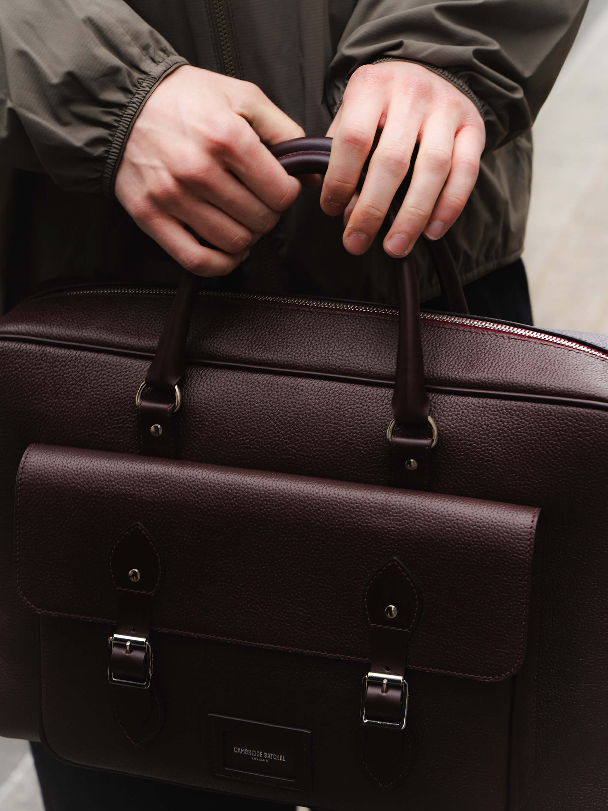 The Leather Brief - Bordeaux Calf Grain | Cambridge Satchel Company