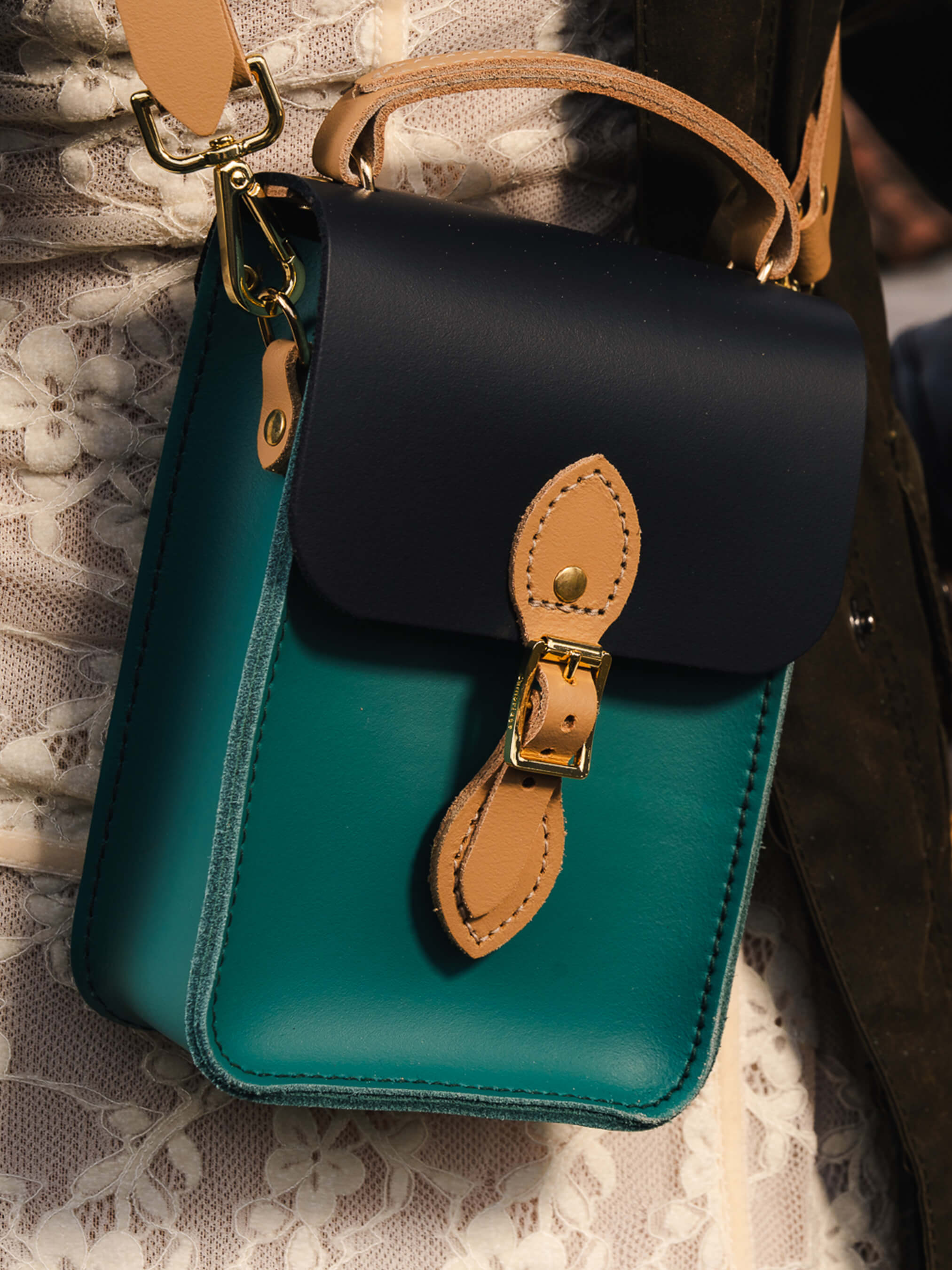 The Mini Binocular Bag - North Sea, Navy & Iced Coffee