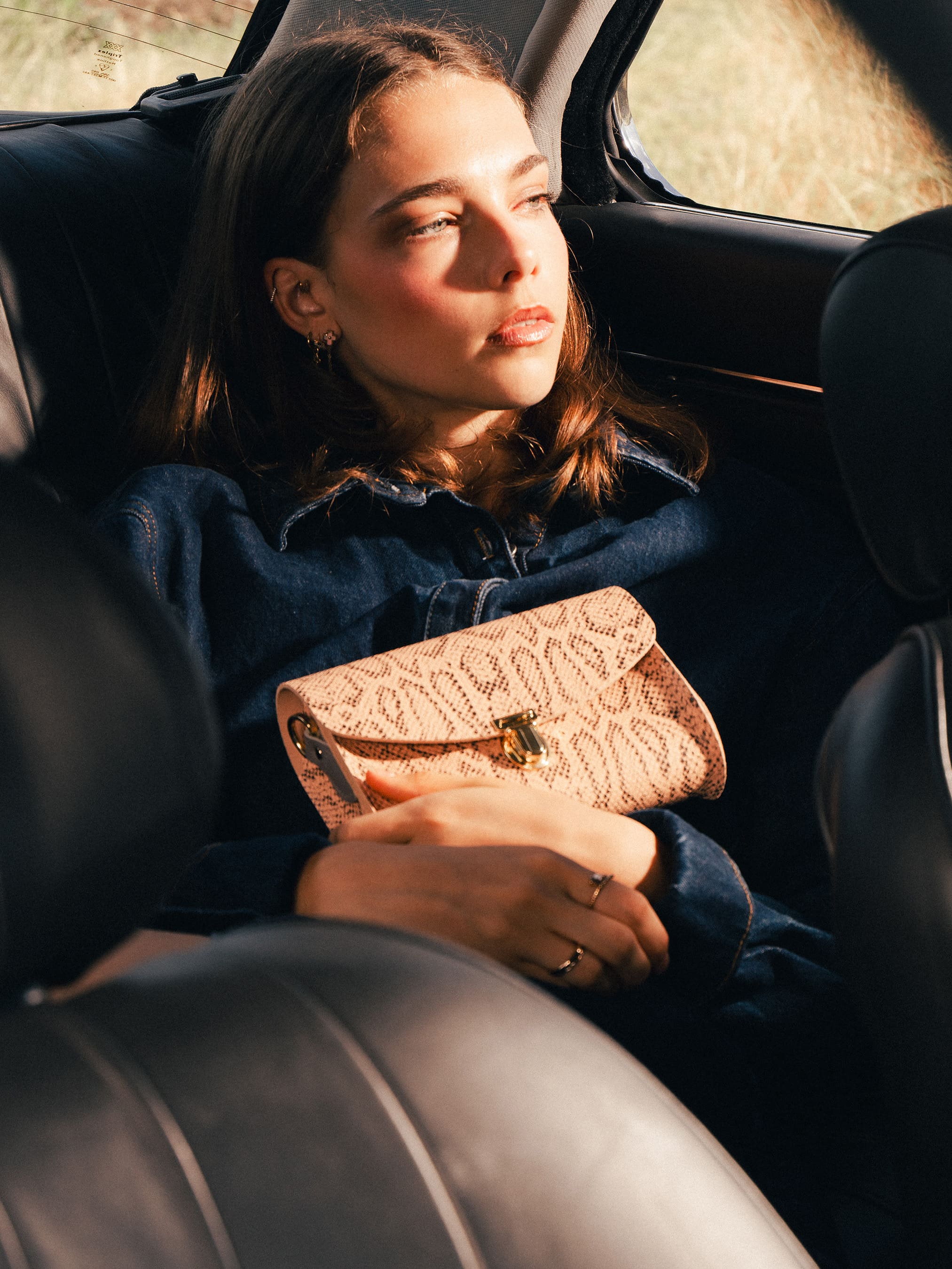 Pushlock Crossbody - Flax Matte Python & Slate Grey | Cambridge