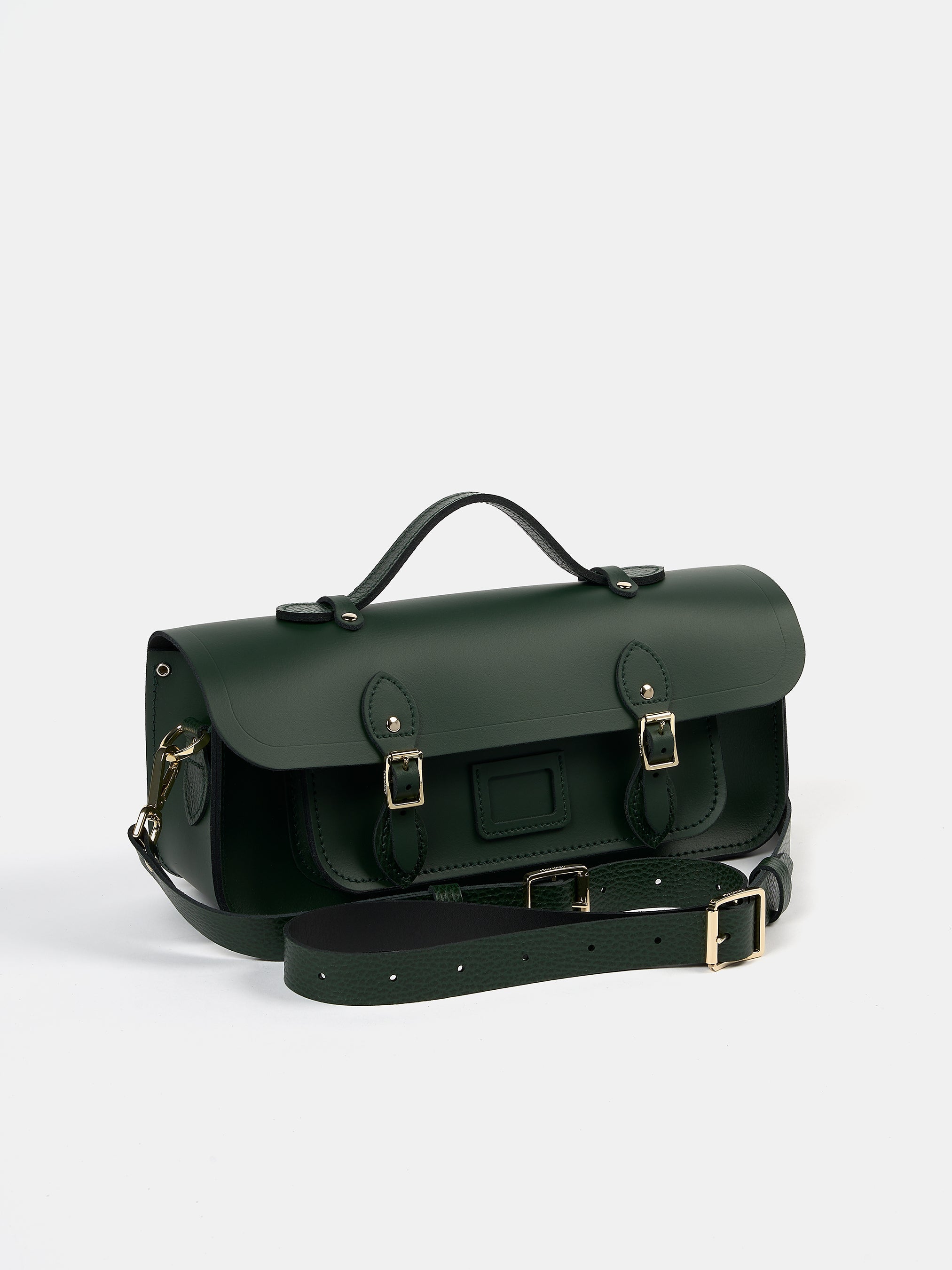 The Long Satchel - Racing Green & Racing Green Celtic Grain