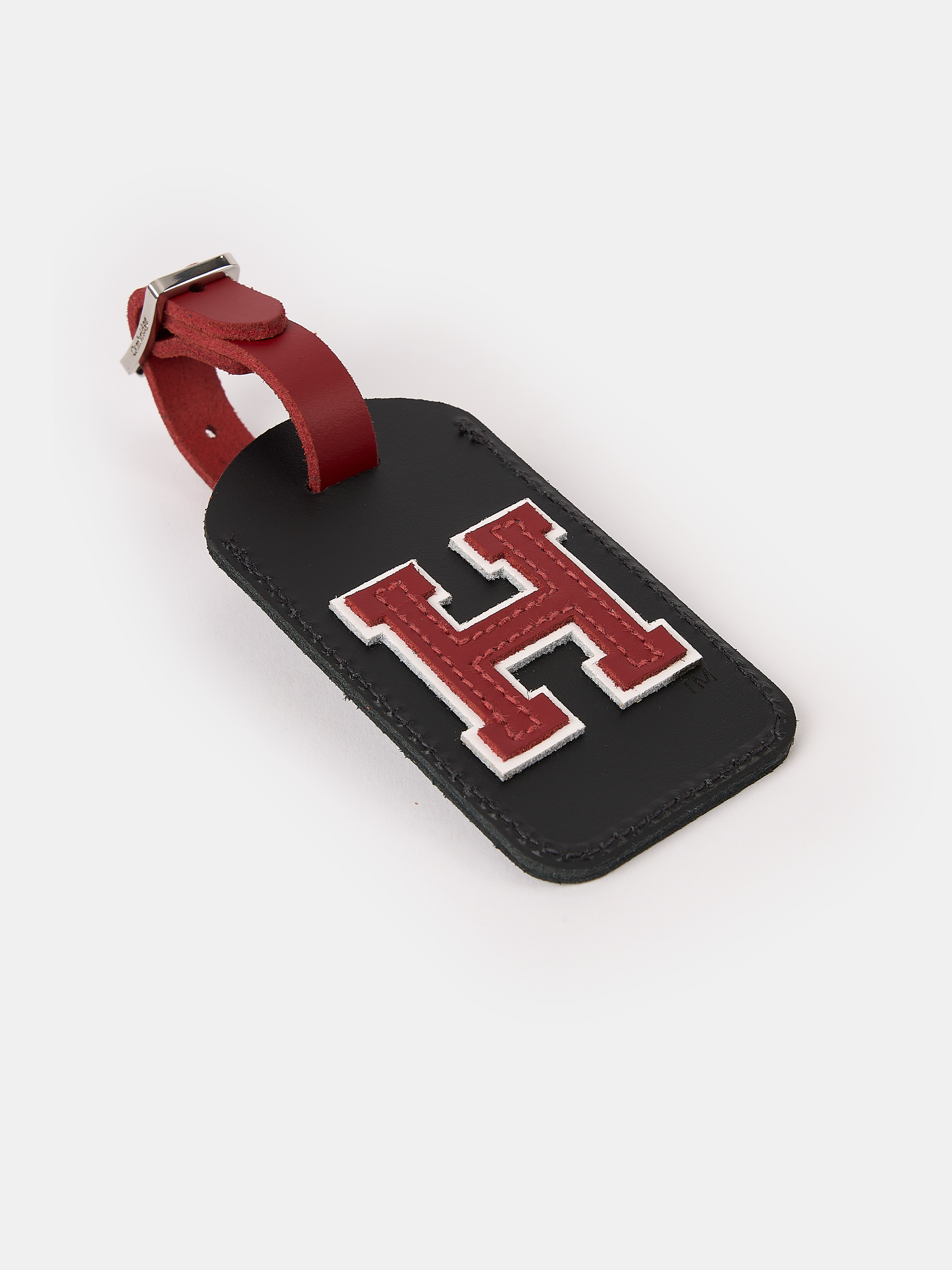 The Leather Luggage Tag in Black with Harvard H | Cambridge Satchel The Leather Luggage Tag in Black with Harvard H | Cambridge Satchel