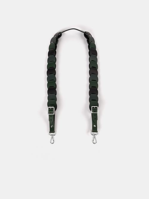 The Link Strap - Racing Green Tri-Colour & Nickel Hardware