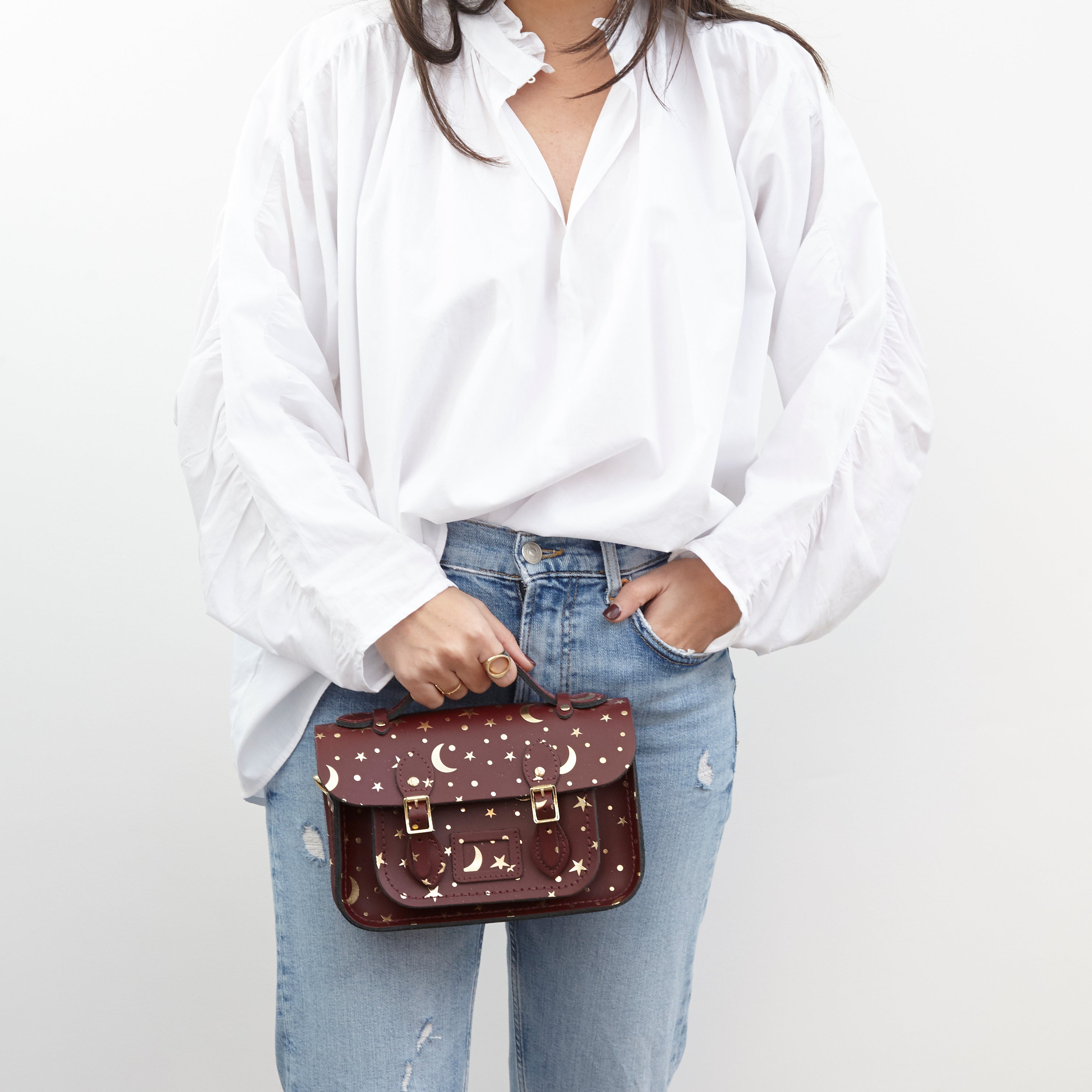 Starstruck on Oxblood Mini Cambridge Satchel Leather Cross Body Bag