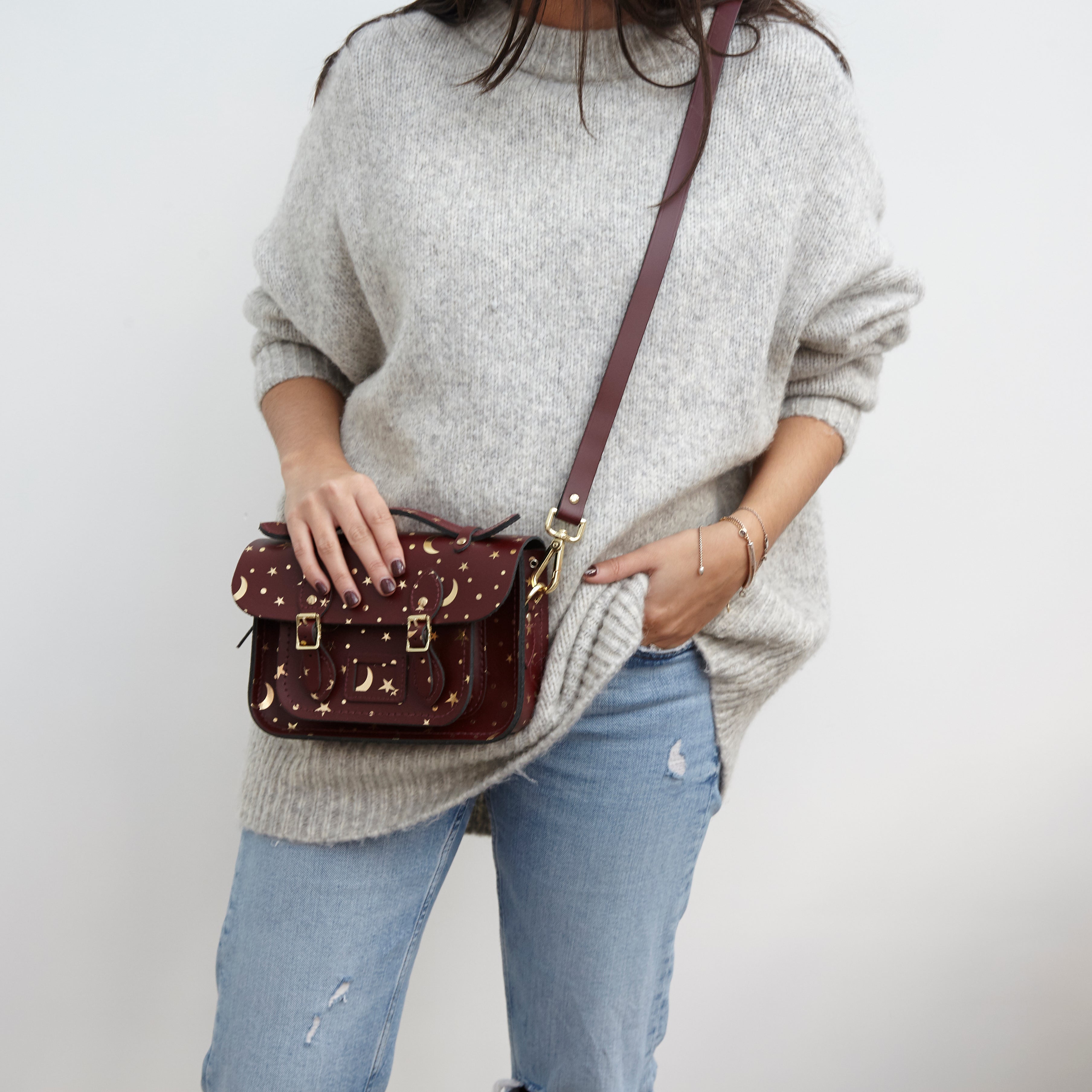 Starstruck on Oxblood Mini Cambridge Satchel Leather Cross Body Bag