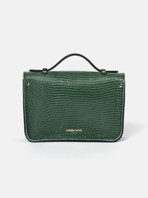 The Mini -  Green Lizard Print Calf Grain with Racing Green