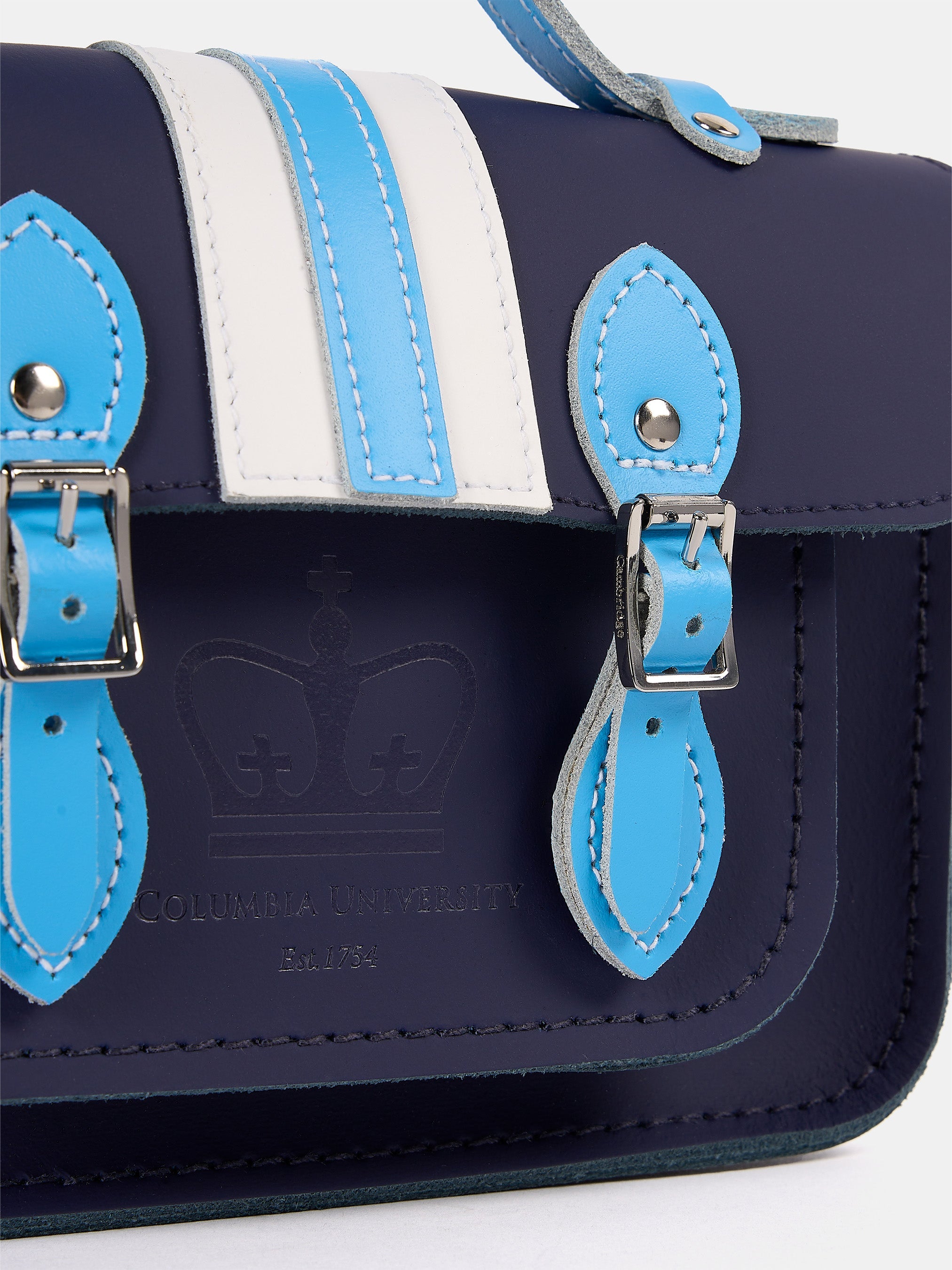Mini Satchel - Midnight with Columbia Stripe & Embossing