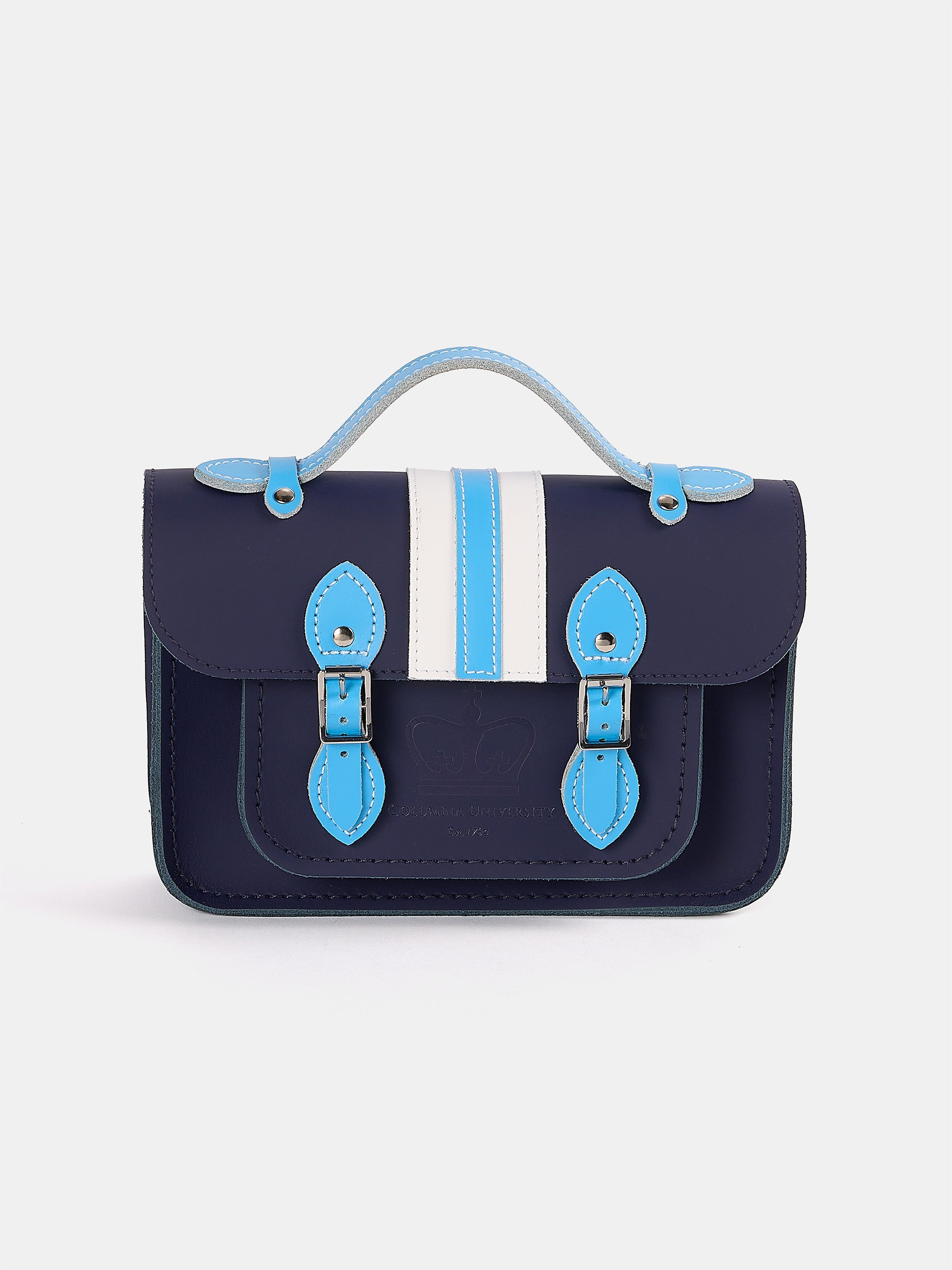 Mini Satchel - Midnight with Columbia Stripe & Embossing