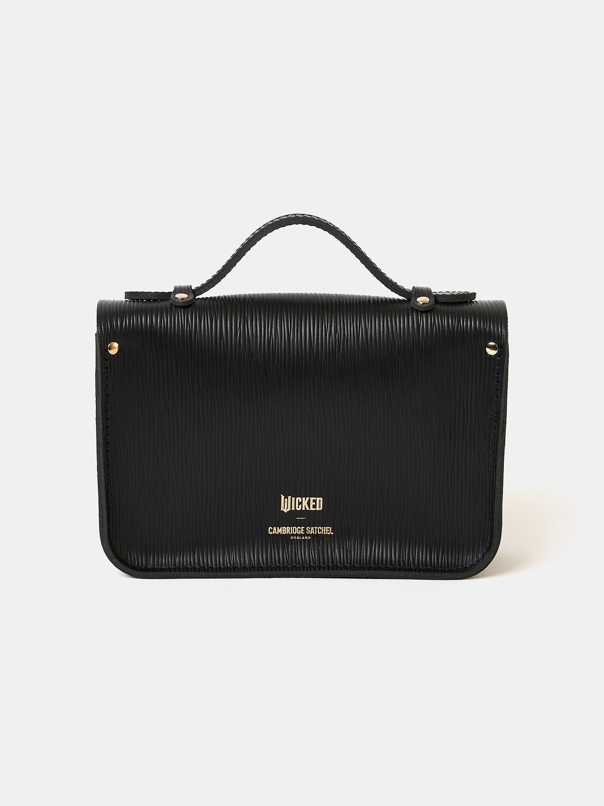 Mini Satchel Black 1914 Grain with Purple Velvet Cambridge Satchel