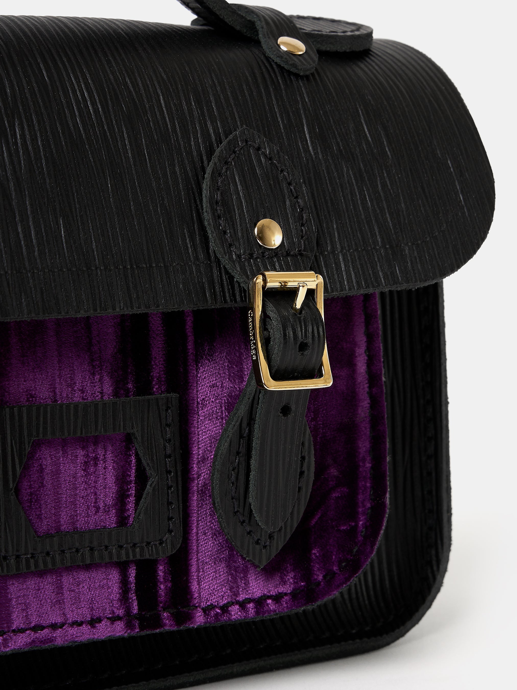 The Mini - Black 1914 Grain with Purple Velvet